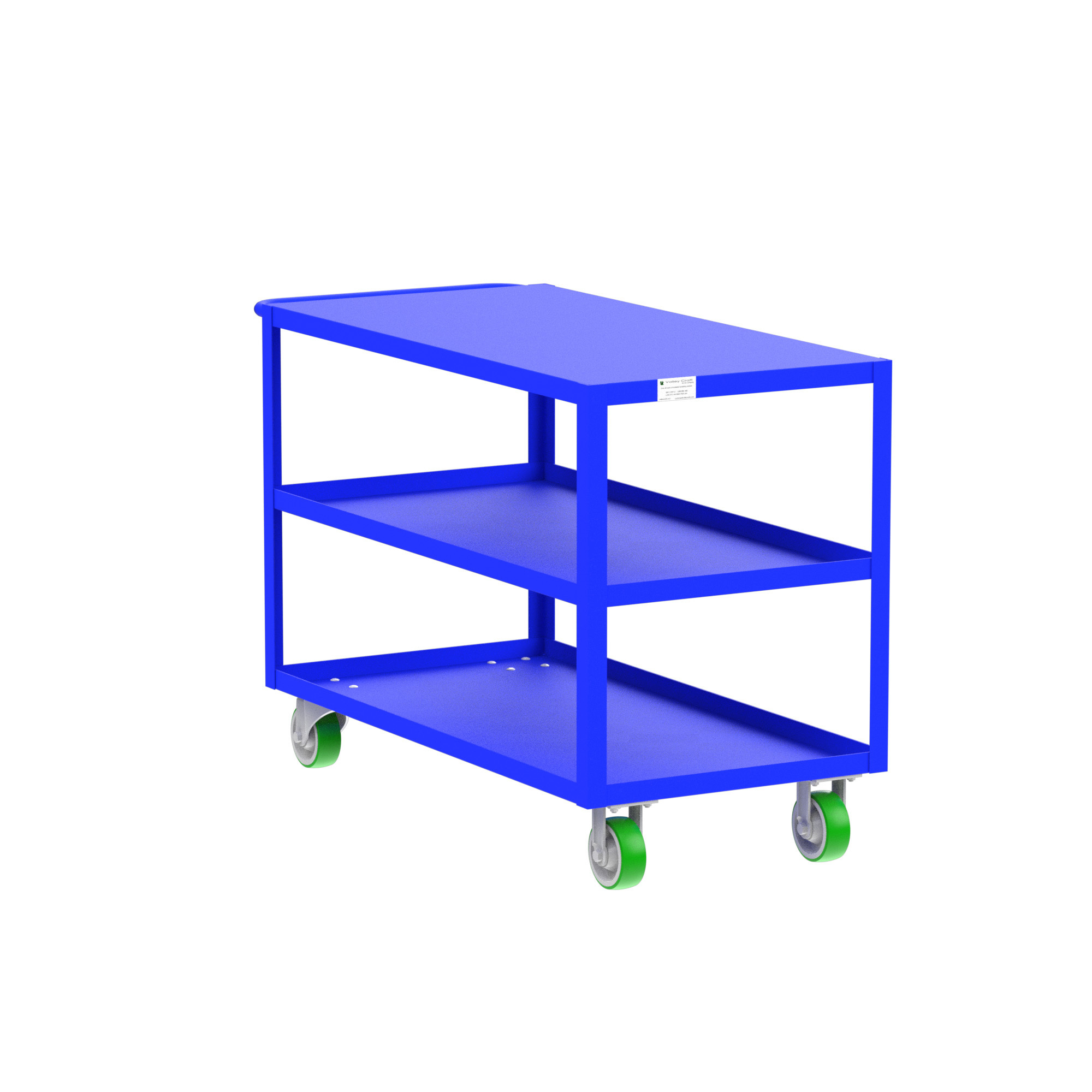 Valley Craft, 3-Shelf Utility Cart, Flat Top, Total Capacity 2000 lb, Shelves (qty.) 3, Material Steel, Model# F89219BUPY